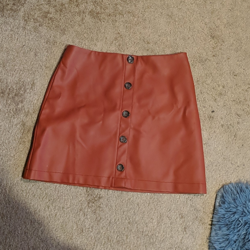 Pleather button up skirt